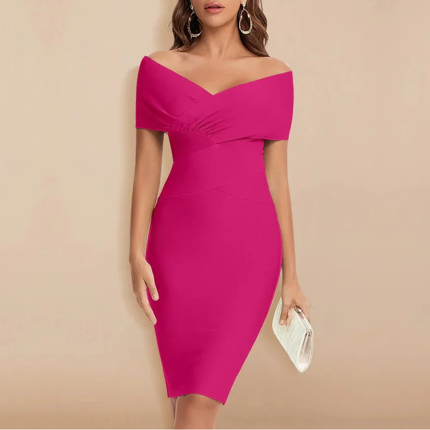 Vestido Banda V de Hombros Descubiertos