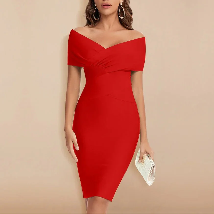 Vestido Banda V de Hombros Descubiertos