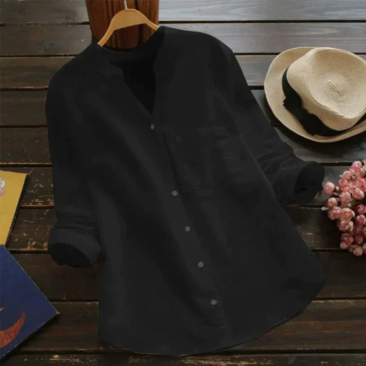 Camisa de mujer de mezcla de lino y algodón