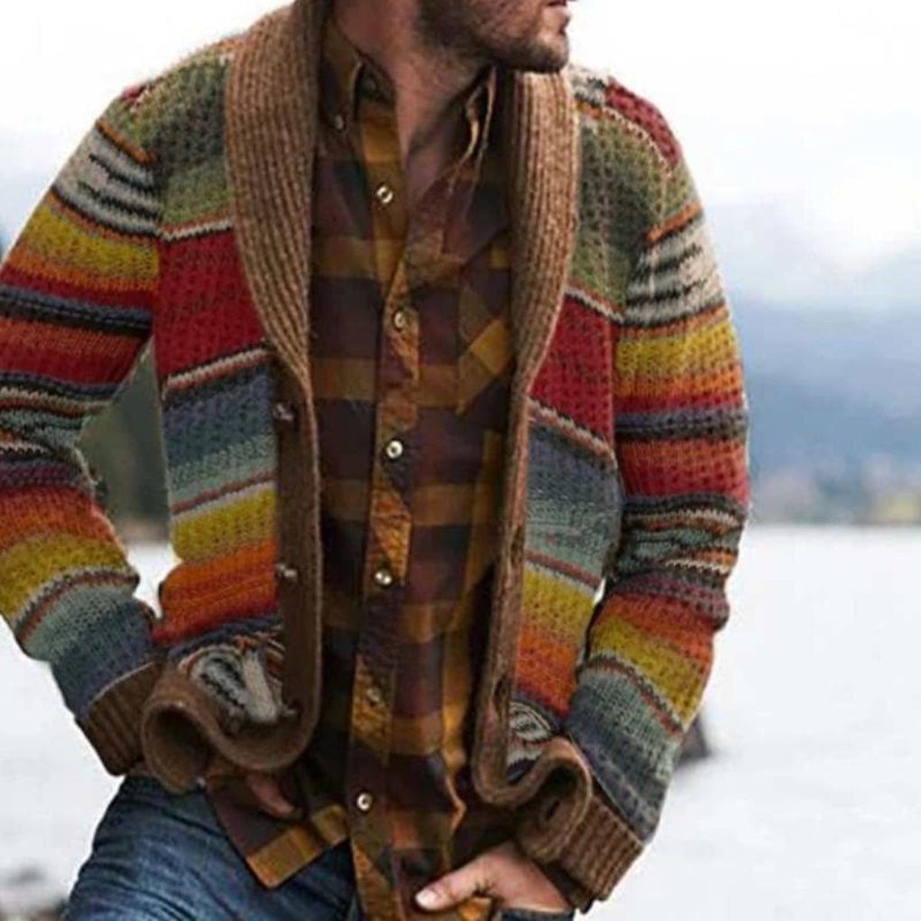 Cardigan a rayas para hombres – Punto relajado con estilo colorido