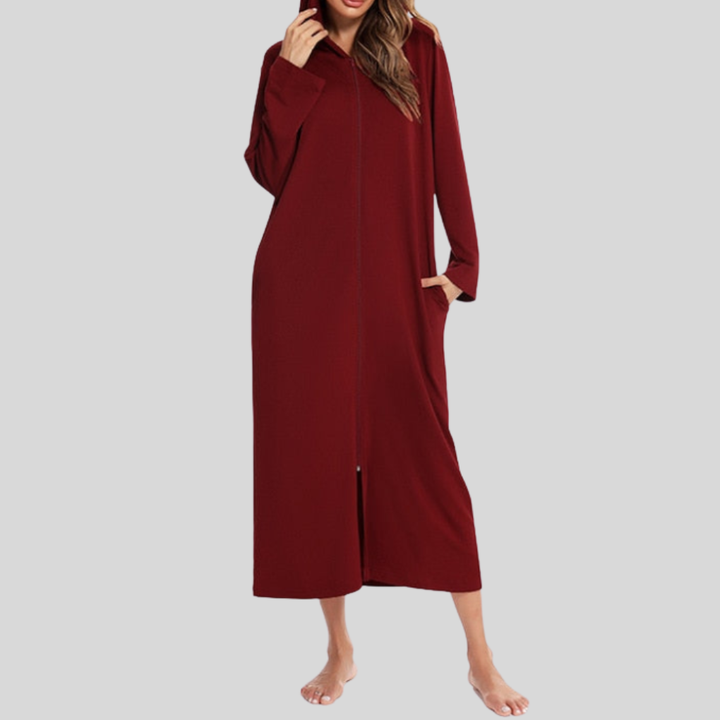 Vestido de Noche con Capucha y Cremallera Caliente