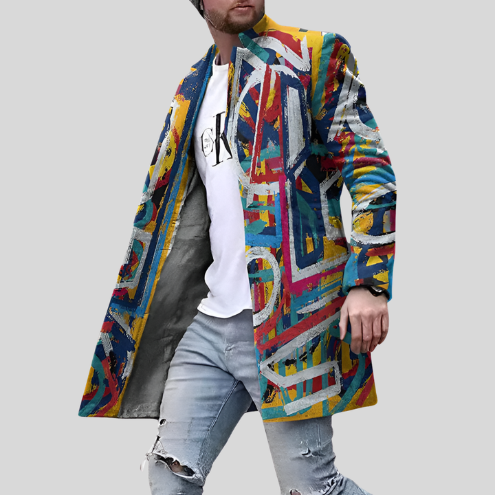 Abrigo Estampado Calle – Chaqueta Casual y Ajustable para Hombre