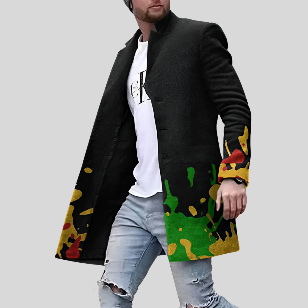 Abrigo Estampado Calle – Chaqueta Casual y Ajustable para Hombre