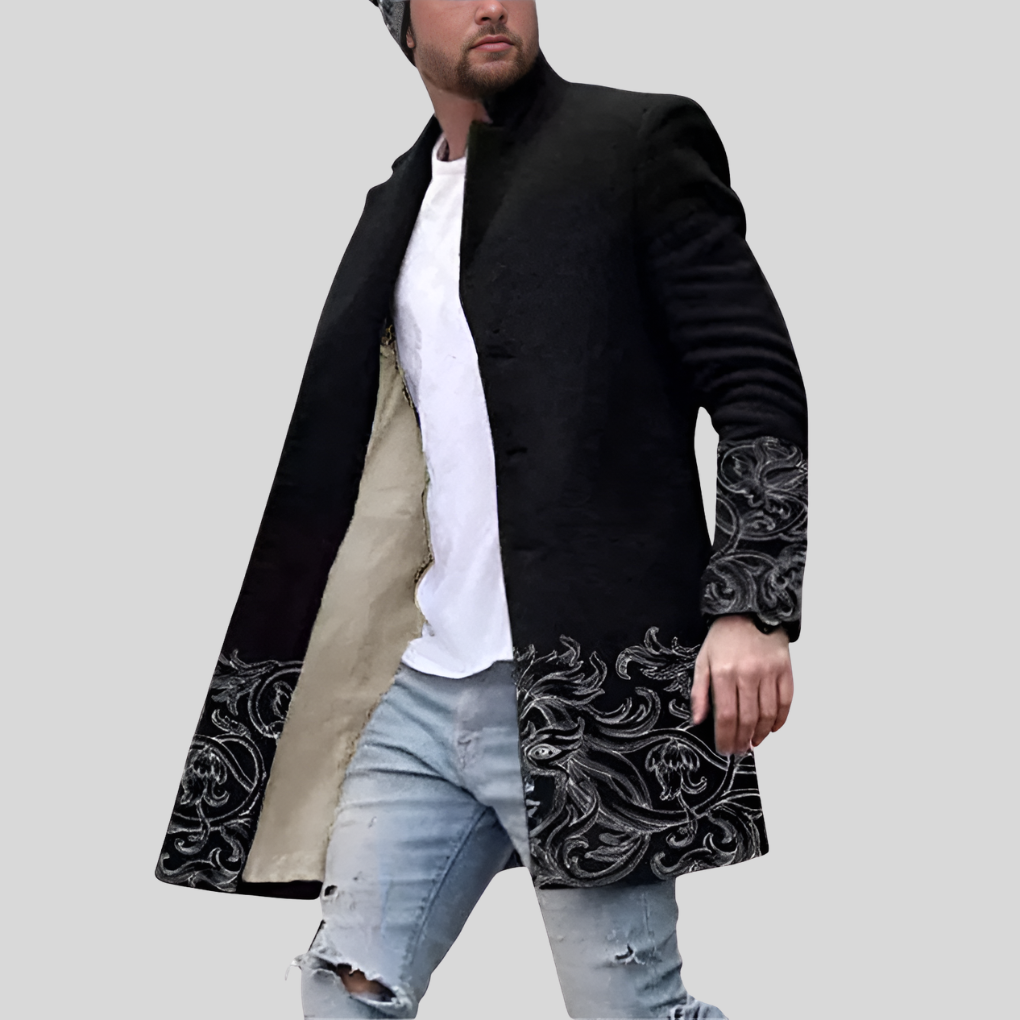 Abrigo Estampado Calle – Chaqueta Casual y Ajustable para Hombre