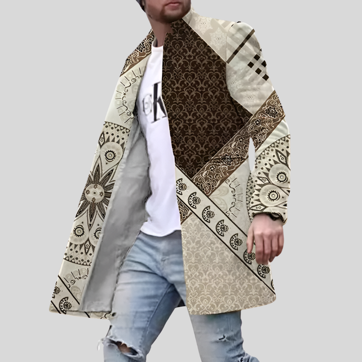 Abrigo Estampado Calle – Chaqueta Casual y Ajustable para Hombre