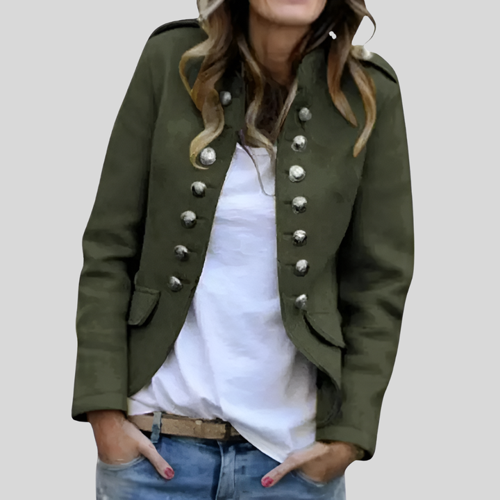 Chaqueta de lana doble botón para mujeres