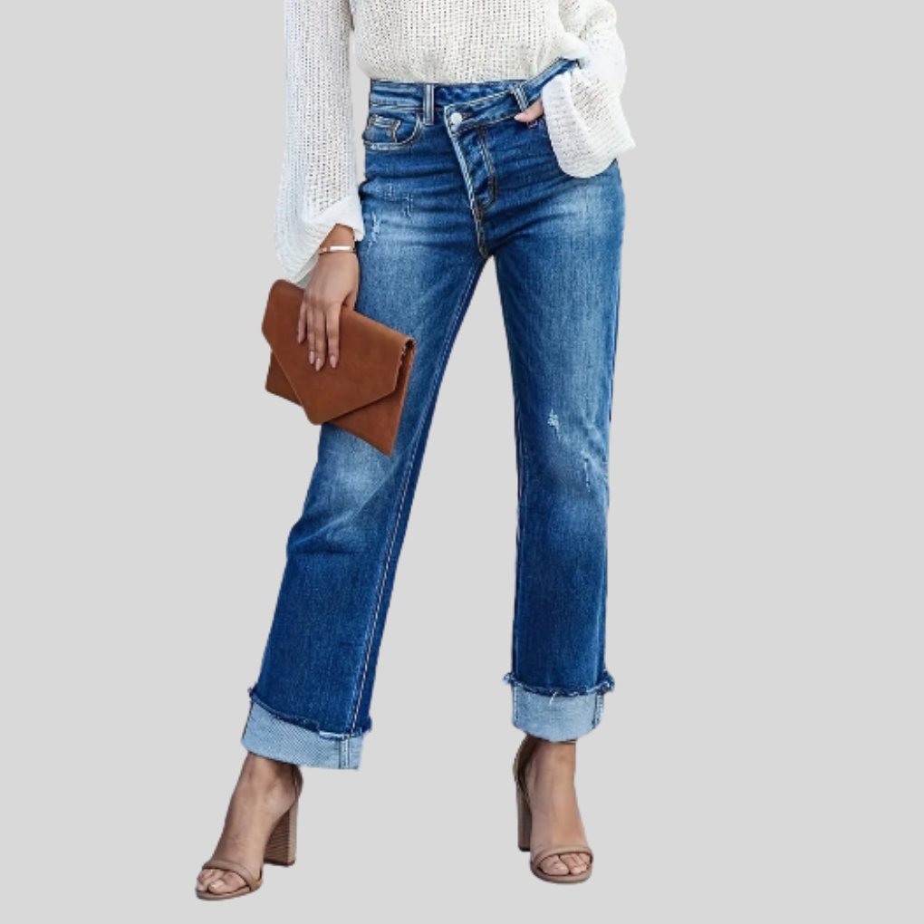 Jeans Asimétricos de Pata Recta para Mujer