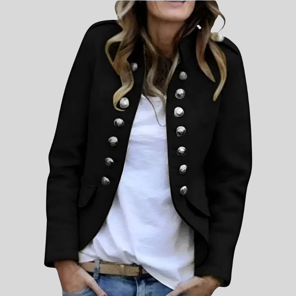 Chaqueta de lana doble botón para mujeres