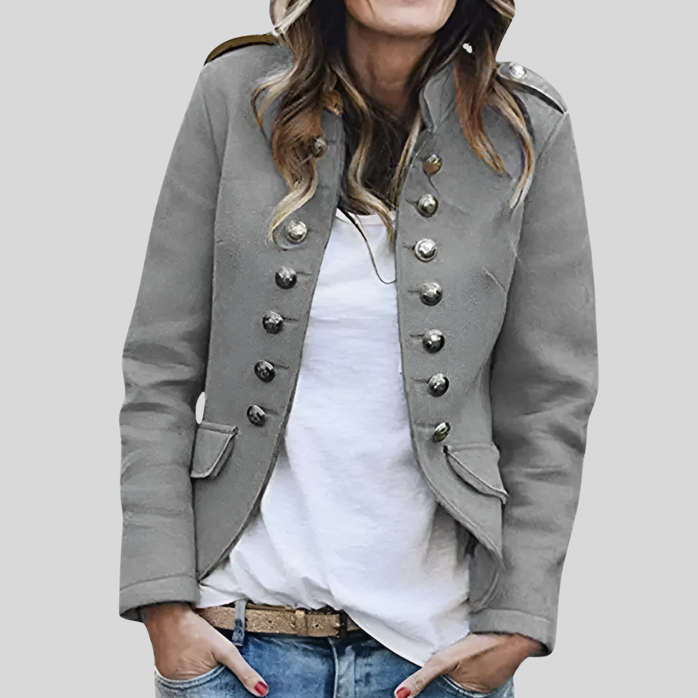 Chaqueta de lana doble botón para mujeres