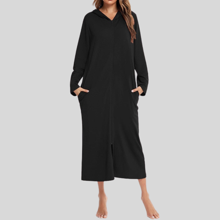 Vestido de Noche con Capucha y Cremallera Caliente