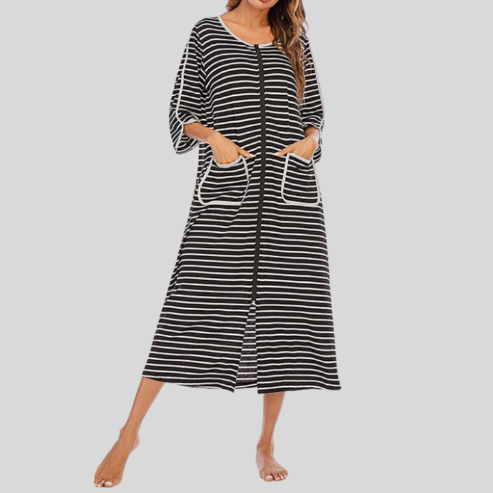 Vestido de Noche con Capucha y Cremallera Caliente