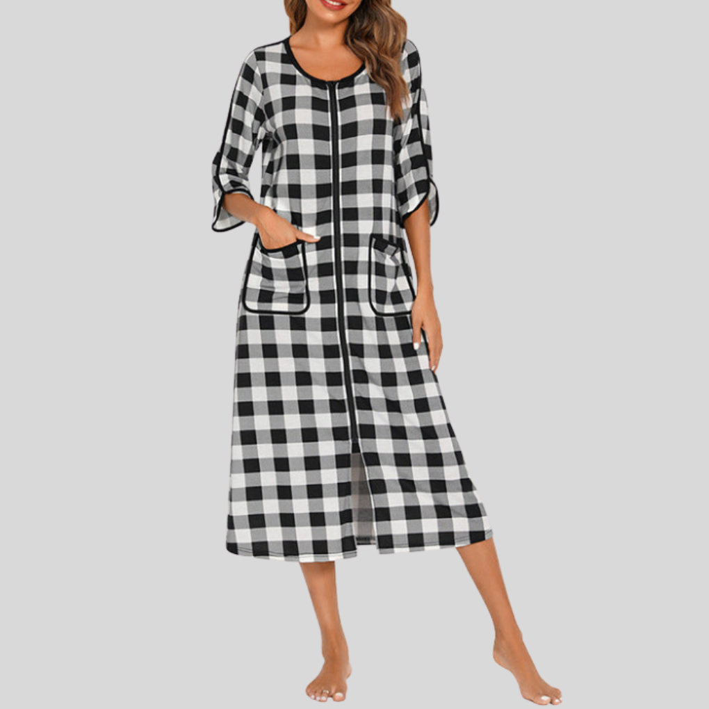 Vestido de Noche con Capucha y Cremallera Caliente