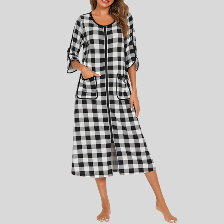 Vestido de Noche con Capucha y Cremallera Caliente