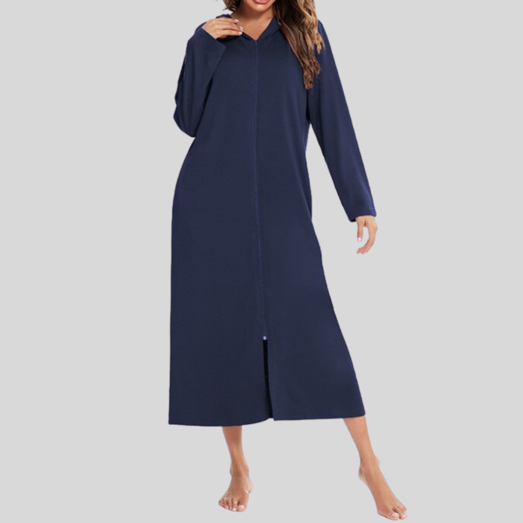 Vestido de Noche con Capucha y Cremallera Caliente