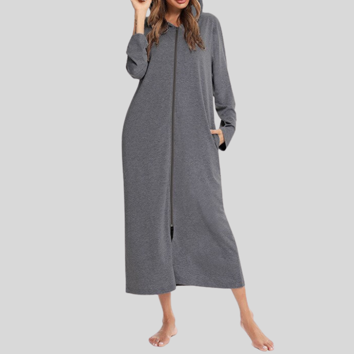 Vestido de Noche con Capucha y Cremallera Caliente