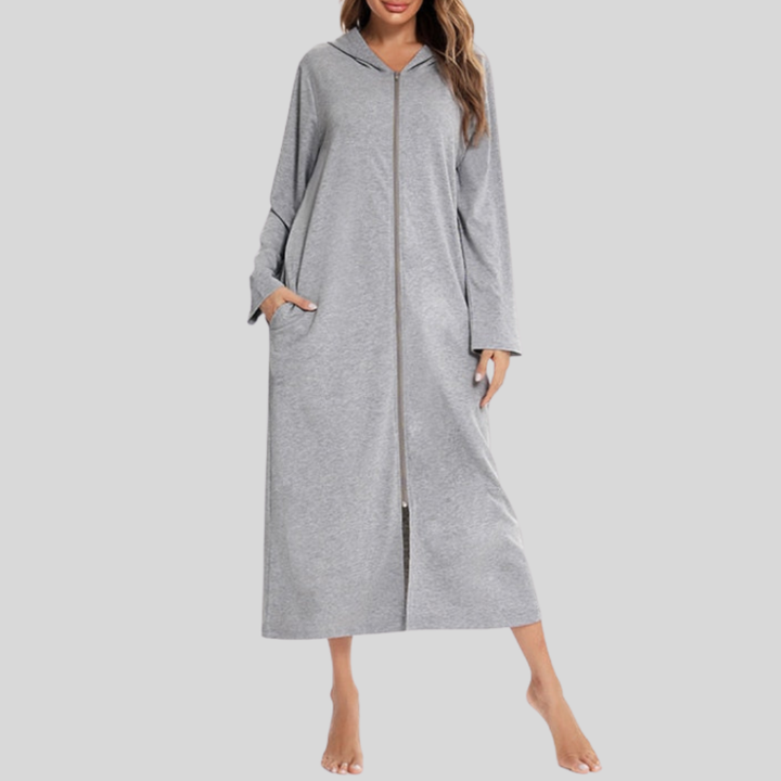 Vestido de Noche con Capucha y Cremallera Caliente