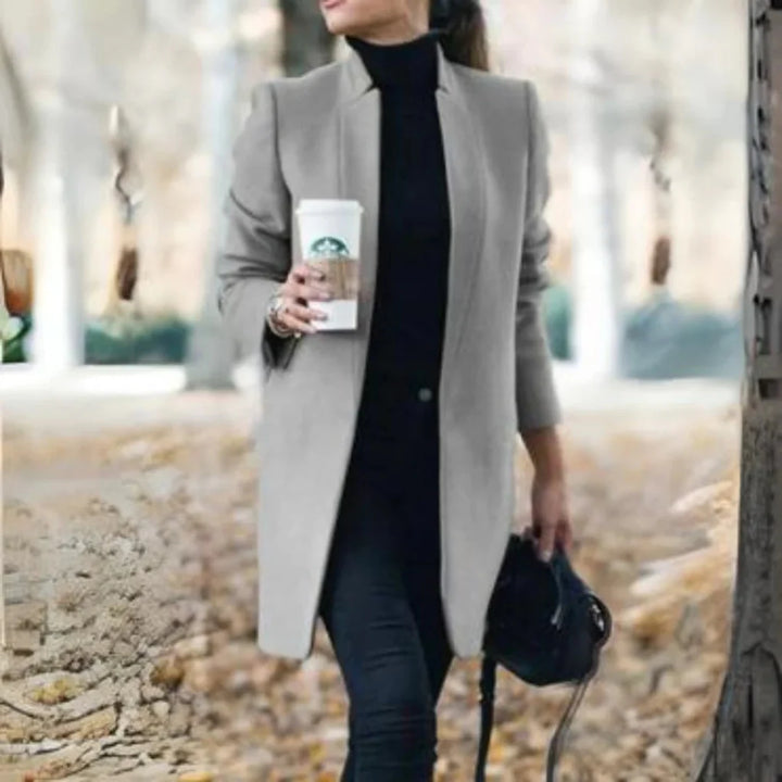 Abrigo de Invierno para Mujeres con Cuello Alto – Capa Superior Elegante con Calidez Clásica