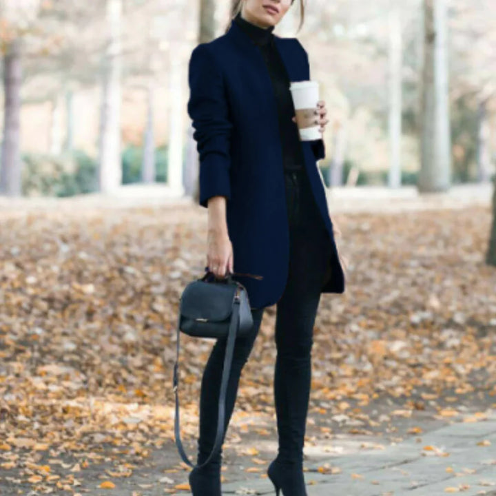 Abrigo de Invierno para Mujeres con Cuello Alto – Capa Superior Elegante con Calidez Clásica