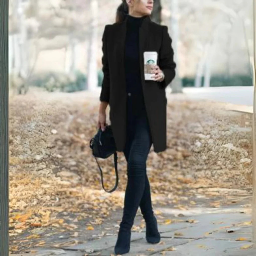 Abrigo de Invierno para Mujeres con Cuello Alto – Capa Superior Elegante con Calidez Clásica