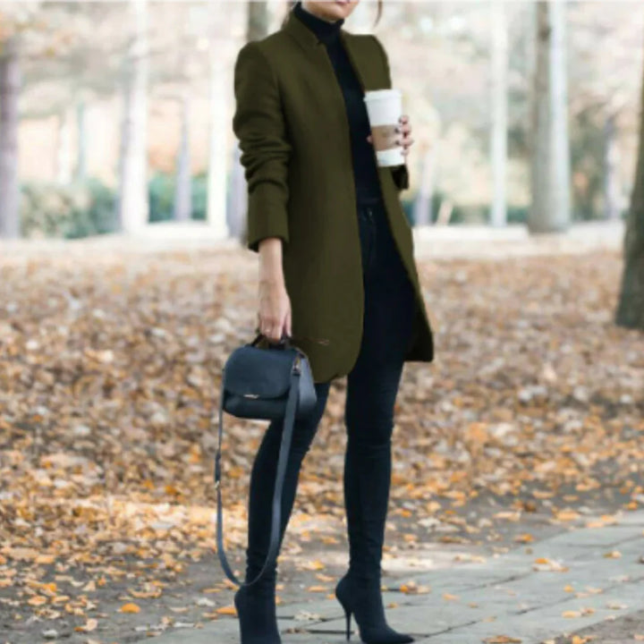 Abrigo de Invierno para Mujeres con Cuello Alto – Capa Superior Elegante con Calidez Clásica