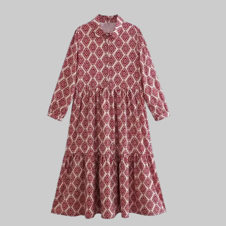 Vestido Geométrico de Manga Larga para Mujeres