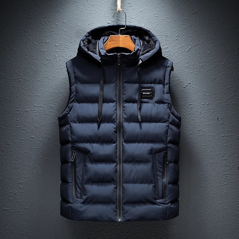 Chaleco con capucha para otoño e invierno, vista posterior