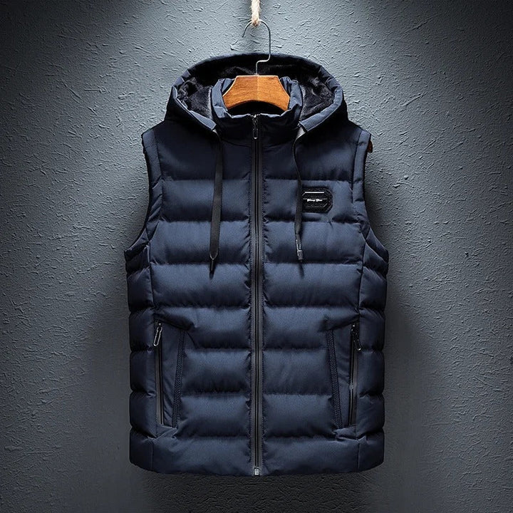Chaleco con capucha para otoño e invierno, vista posterior