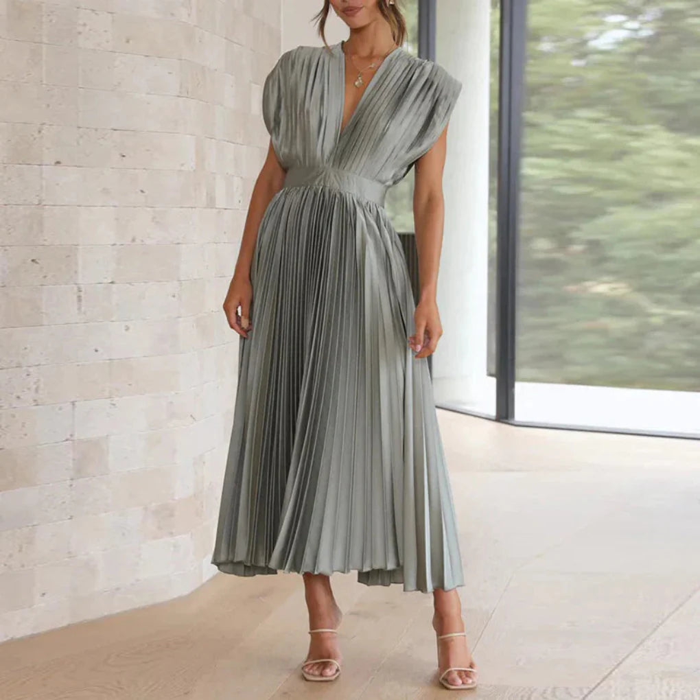 Vestido Sin Mangas Moderna V de Cuello para Mujeres – Estilo Chic de Día a Noche