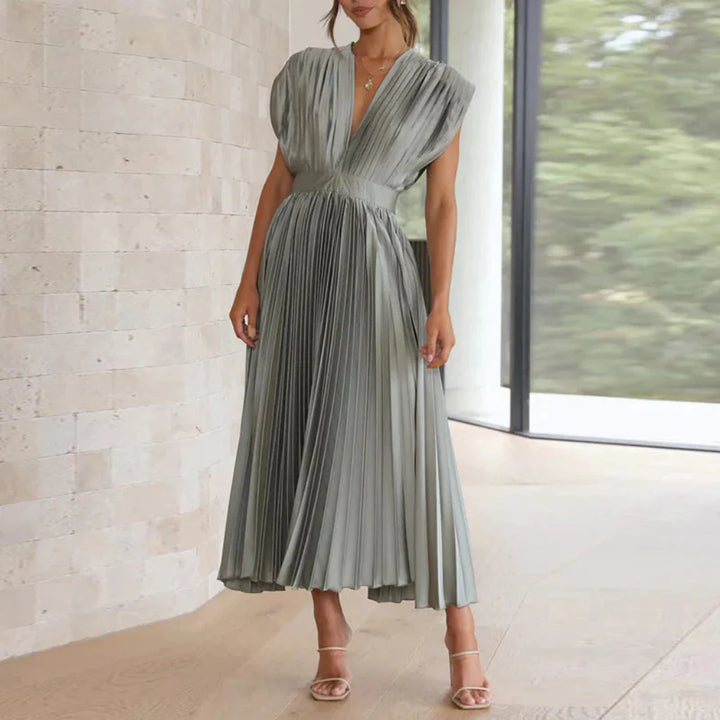 Vestido Sin Mangas Moderna V de Cuello para Mujeres – Estilo Chic de Día a Noche