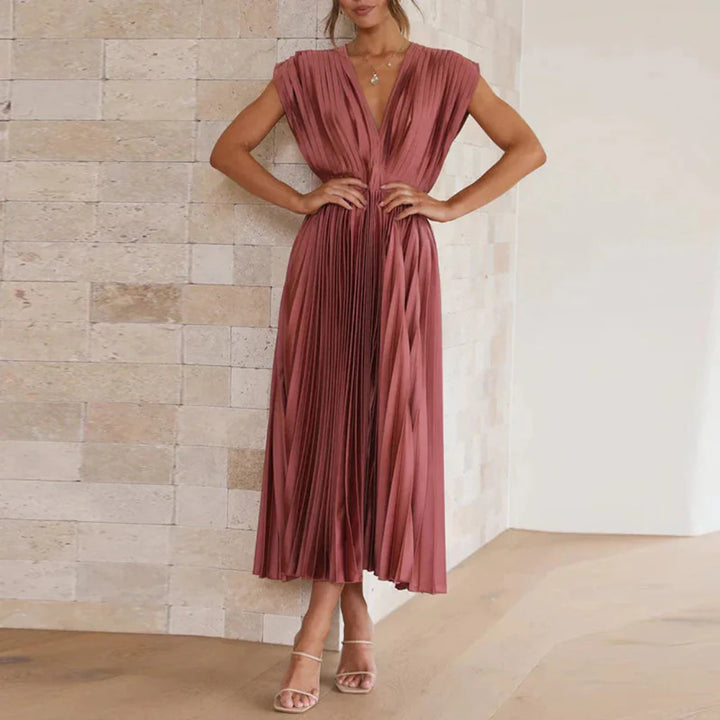 Vestido Sin Mangas Moderna V de Cuello para Mujeres – Estilo Chic de Día a Noche