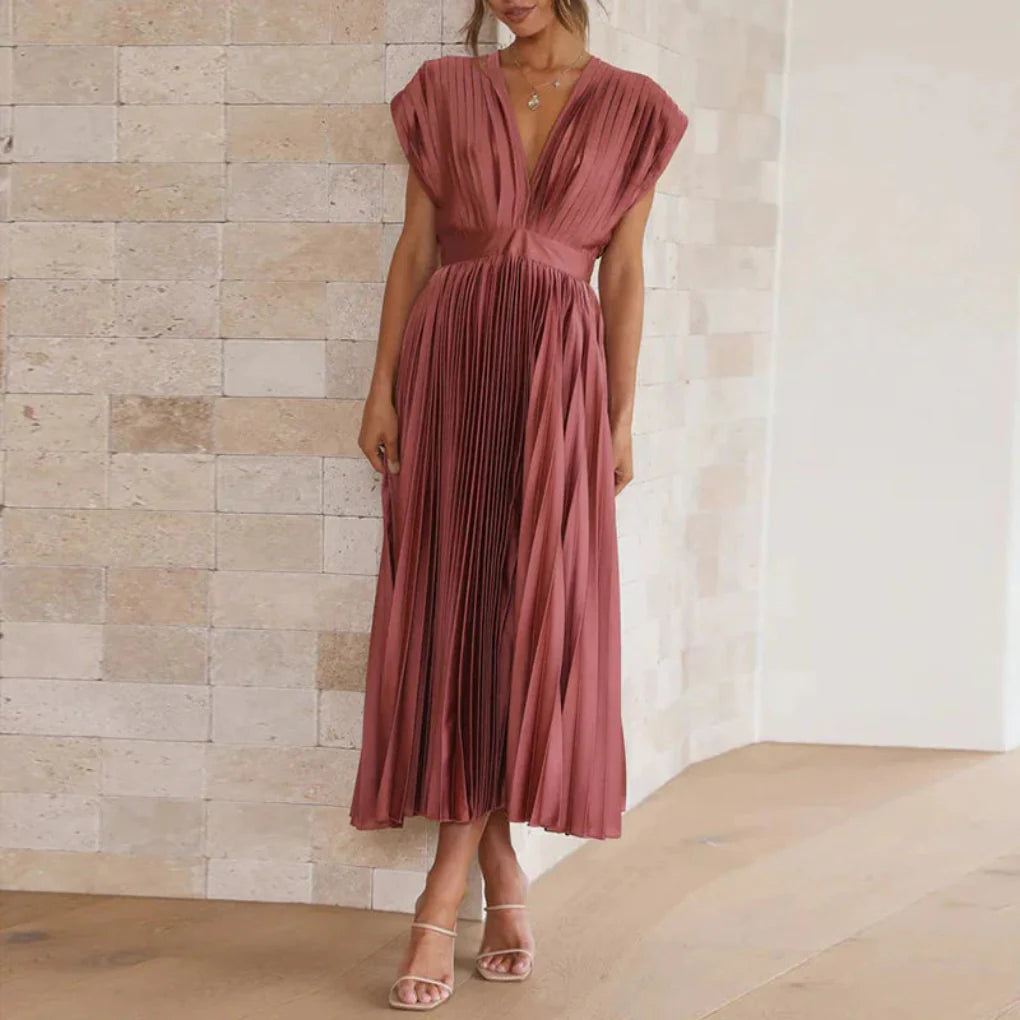 Vestido Sin Mangas Moderna V de Cuello para Mujeres – Estilo Chic de Día a Noche