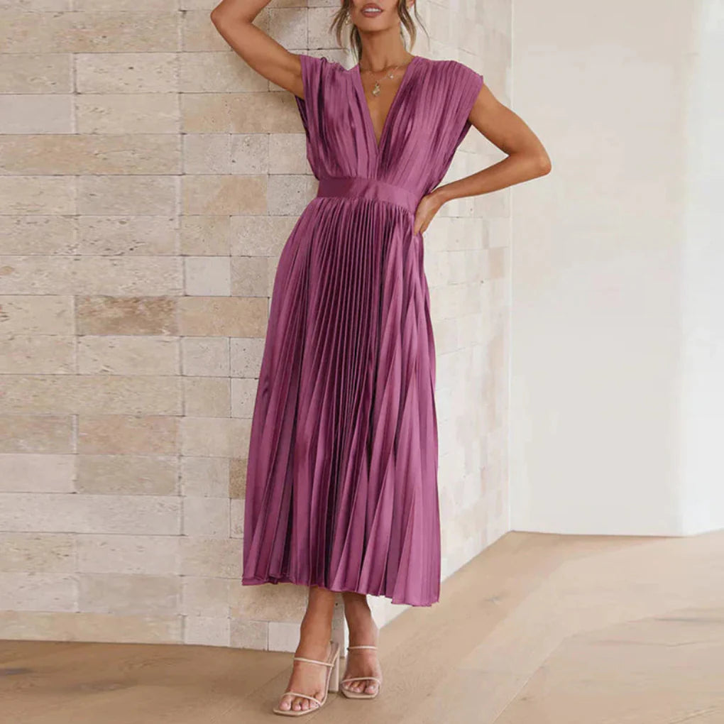 Vestido Sin Mangas Moderna V de Cuello para Mujeres – Estilo Chic de Día a Noche