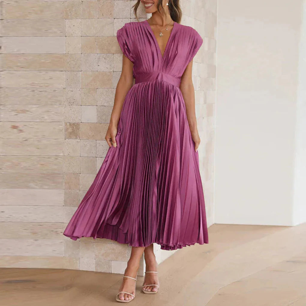 Vestido Sin Mangas Moderna V de Cuello para Mujeres – Estilo Chic de Día a Noche