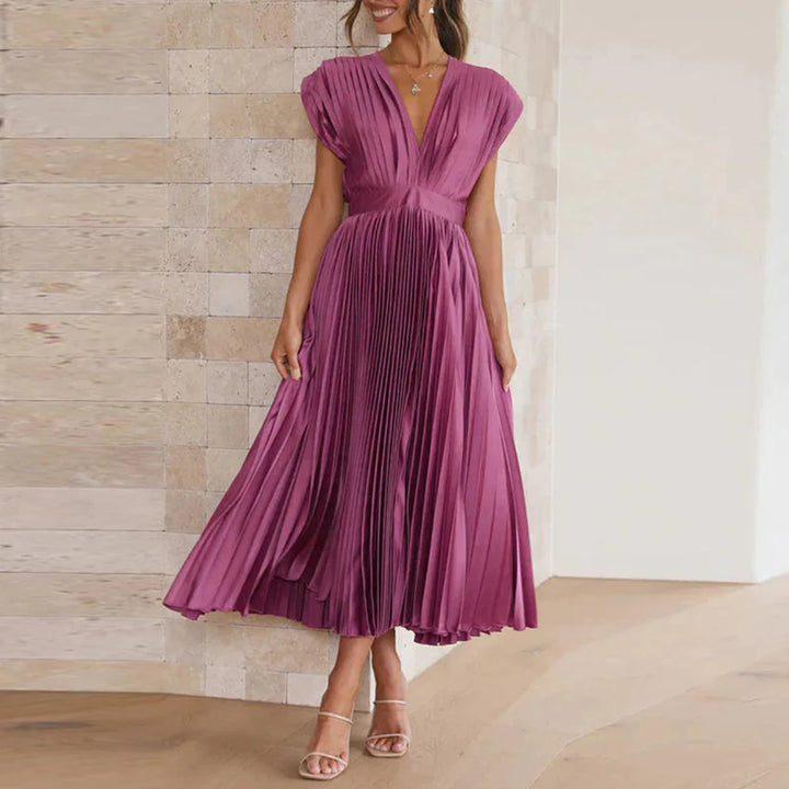 Vestido Sin Mangas Moderna V de Cuello para Mujeres – Estilo Chic de Día a Noche