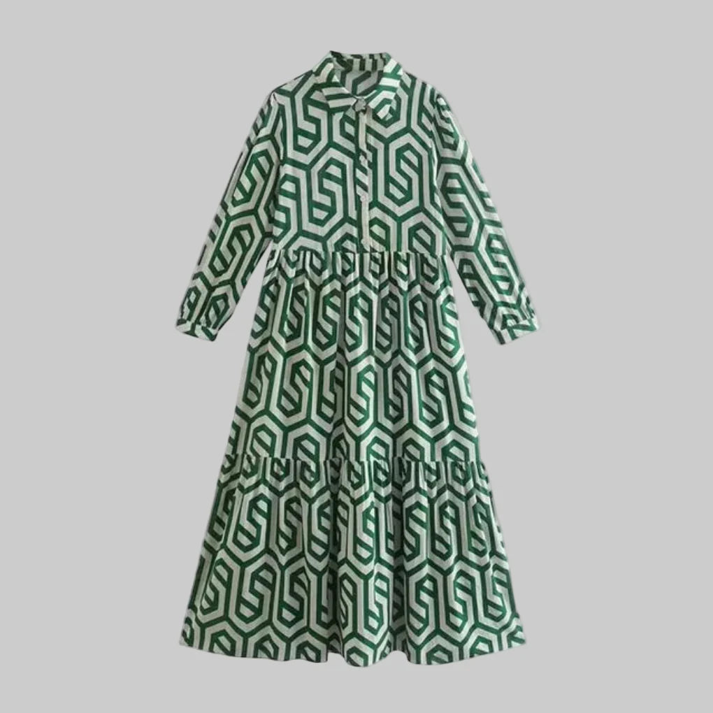 Vestido Geométrico de Manga Larga para Mujeres