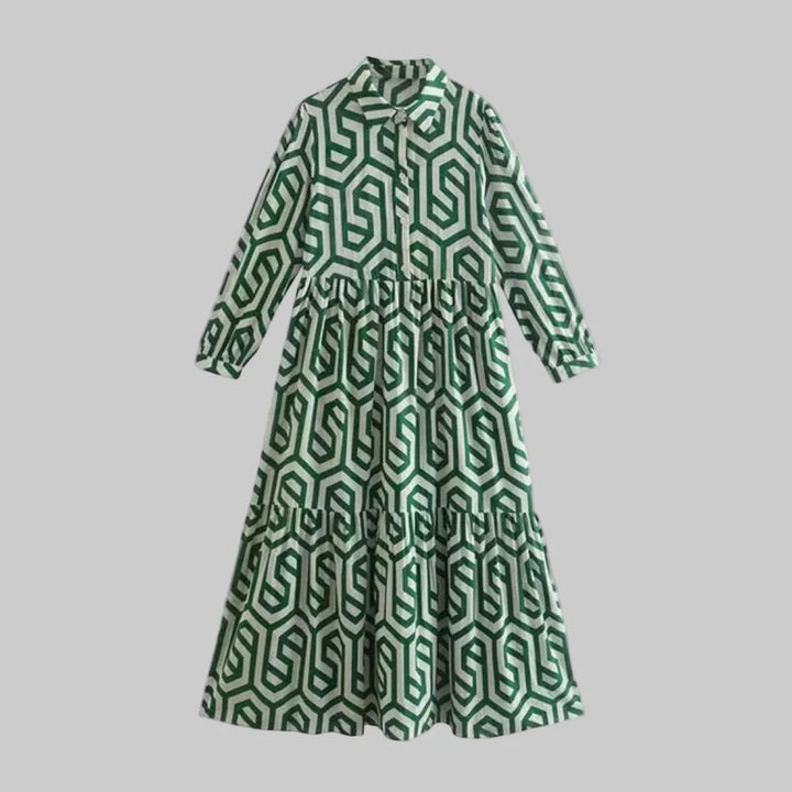 Vestido Geométrico de Manga Larga para Mujeres