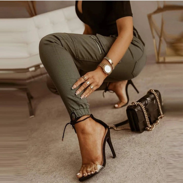 Pantalones de chándal de estilo cargo para mujer, vista lateral