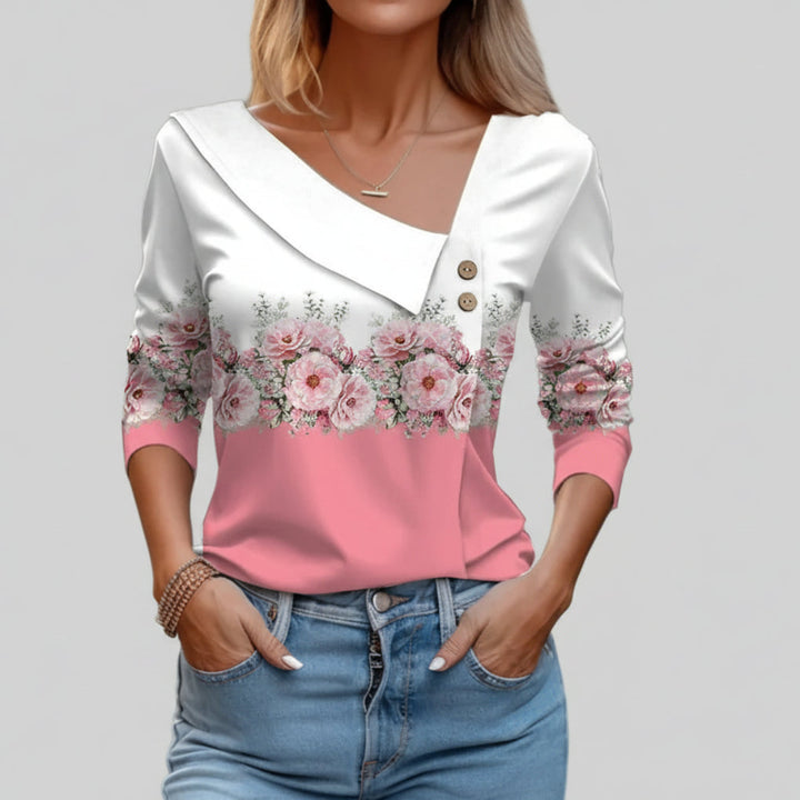 Blusa Floral de Manga Larga Estilosa