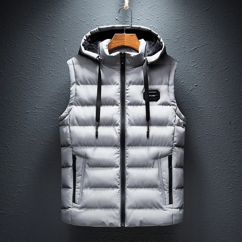 Chaleco con capucha para otoño e invierno, vista de cerca