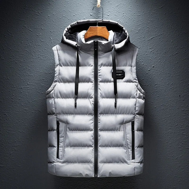 Chaleco con capucha para otoño e invierno, vista de cerca