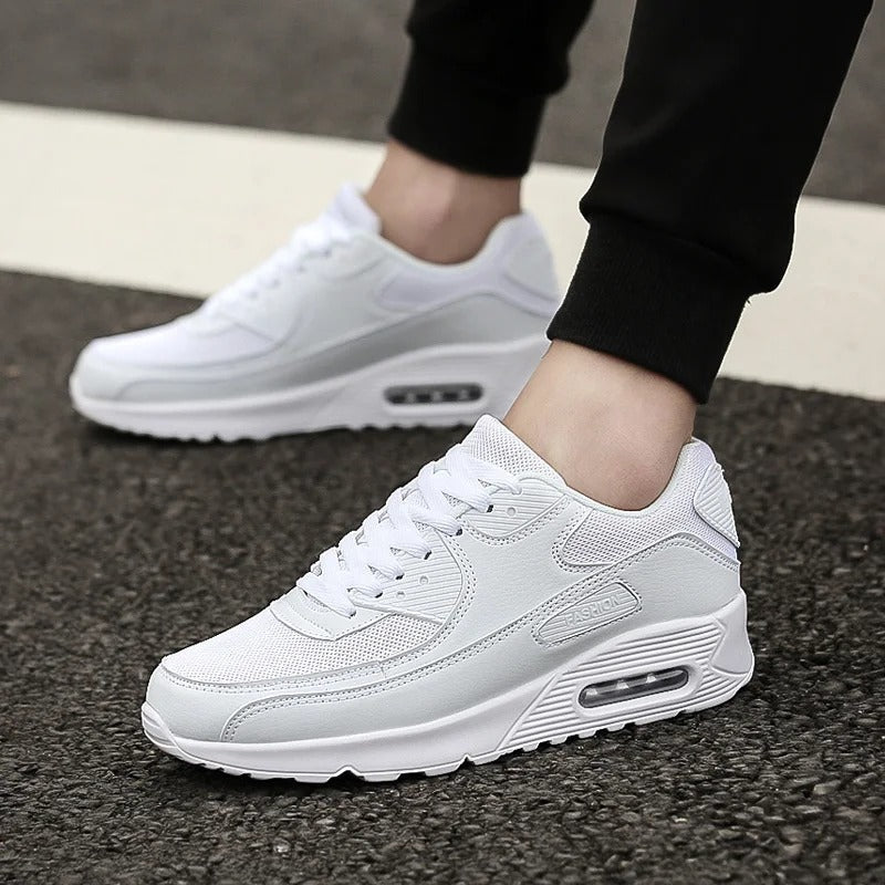 Zapatillas de Cuero Blanco con Suela Alta para Hombre | Estilo Urbano Elegante