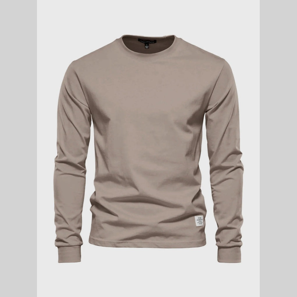 Camisa de Hombre de Mangas Largas con Cuello Redondo – Estilo Clásico Diario