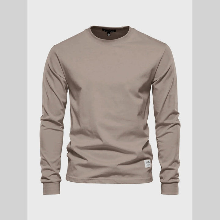 Camisa de Hombre de Mangas Largas con Cuello Redondo – Estilo Clásico Diario