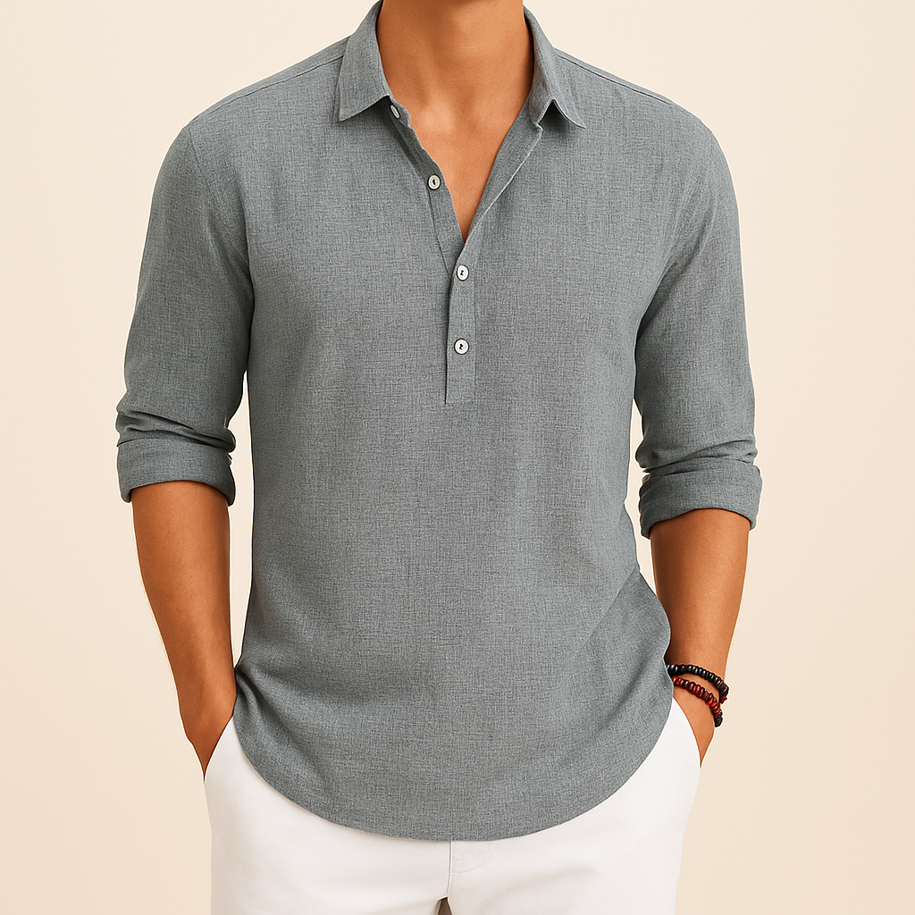 Camisa Casual de Manga Larga Suelta para Hombres