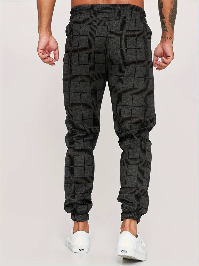 UrbanFit – Pantalones de chándal a cuadros de corte entallado para hombre