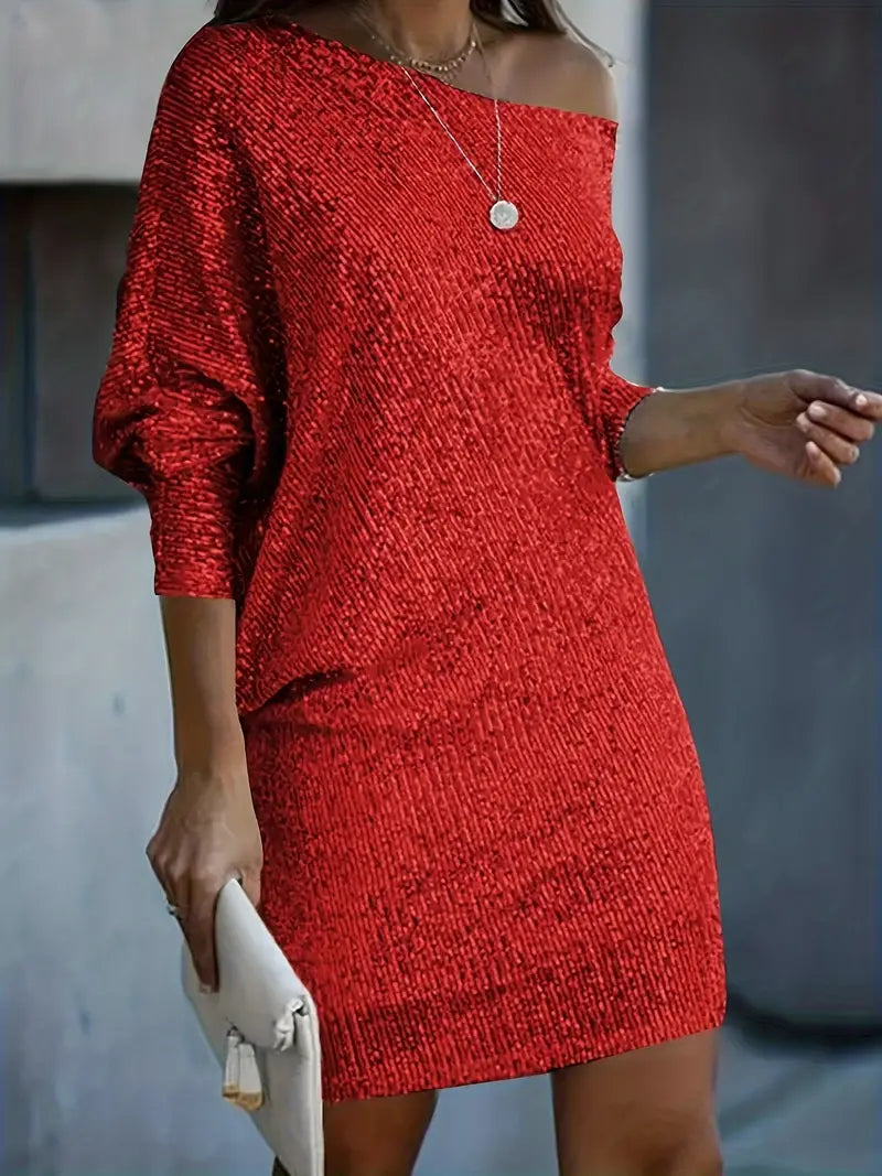 Leonie – Vestido de Fiesta con Lentejuelas Contrastantes | Elegancia Radiante