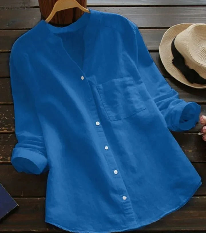 Camisa de mujer de mezcla de lino y algodón