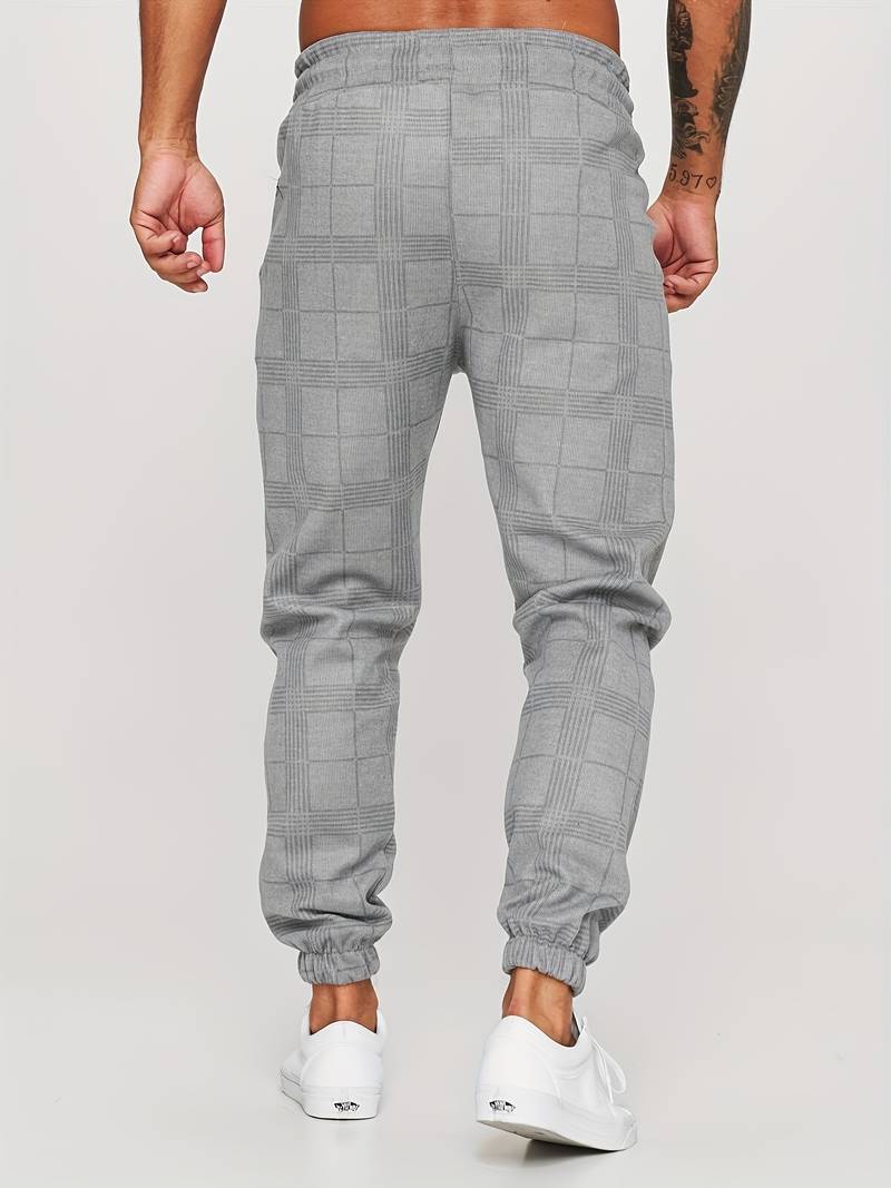 UrbanFit – Pantalones de chándal a cuadros de corte entallado para hombre