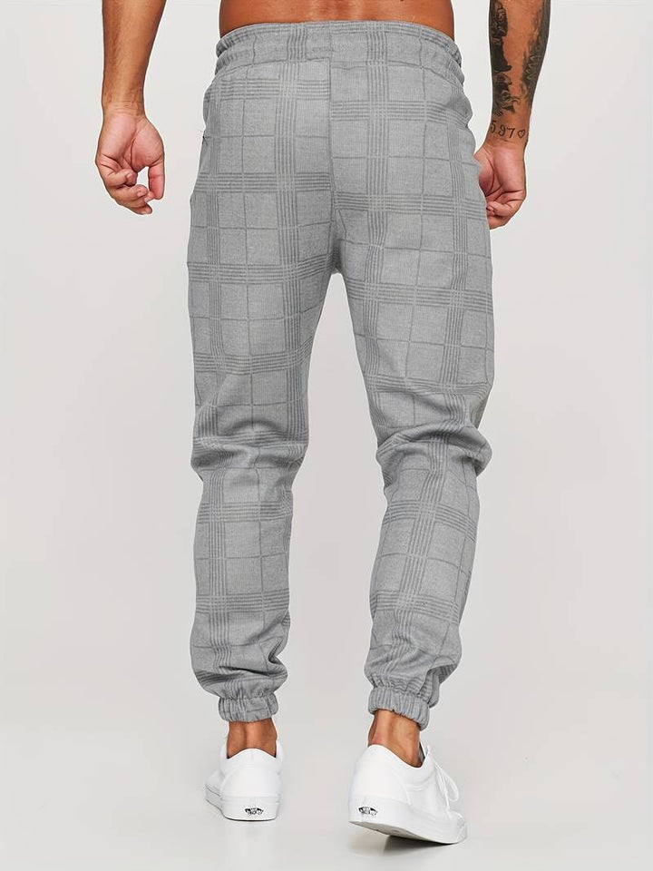 UrbanFit – Pantalones de chándal a cuadros de corte entallado para hombre