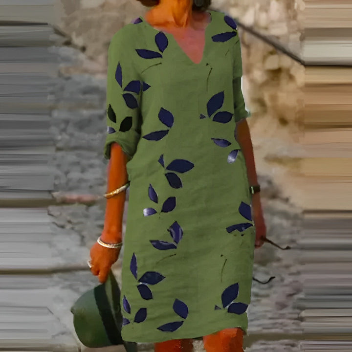 Mavis – Vestido de Verano con Estampado de Hojas para Mujeres | Elegancia Sin Esfuerzo